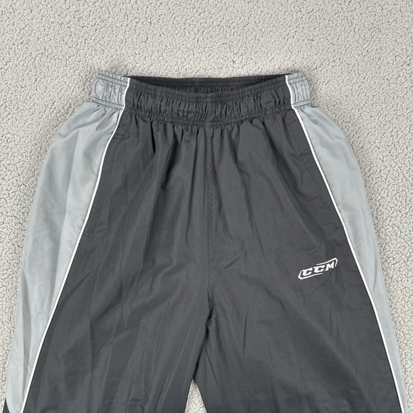 CCM Face Off Collection Pants Men Medium Black Grey Stripe Mesh Lined Ankle Zip - Picture 12 of 16